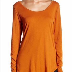 Abound Scoop Neck Burnt Orange Long Sleeve Top | Size XS NWT